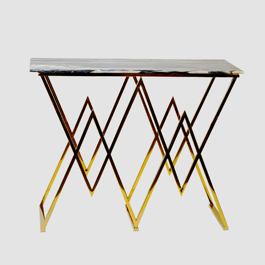Luxury Tri-Form Console – Tri-Form Geometry & PVD Stainless Frame