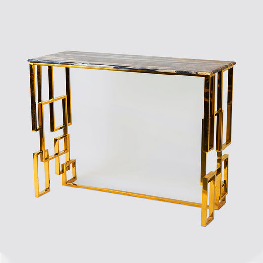 Opulent Grid Console – Grid Geometry & PVD Stainless Frame
