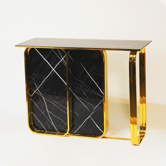 Gilded-Frame Marble Console – PVD Stainless Golden Frame & Marble Top