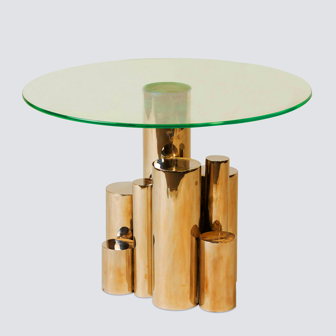 Skyline Rods Table – Gold PVD Rod Base & Glass Top