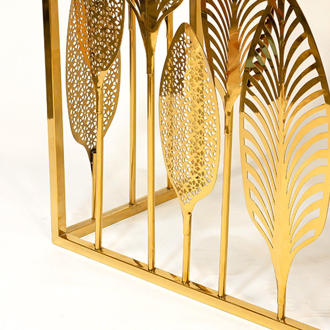 Gilded Leaf Console – Gold PVD Leaf Frame Detail