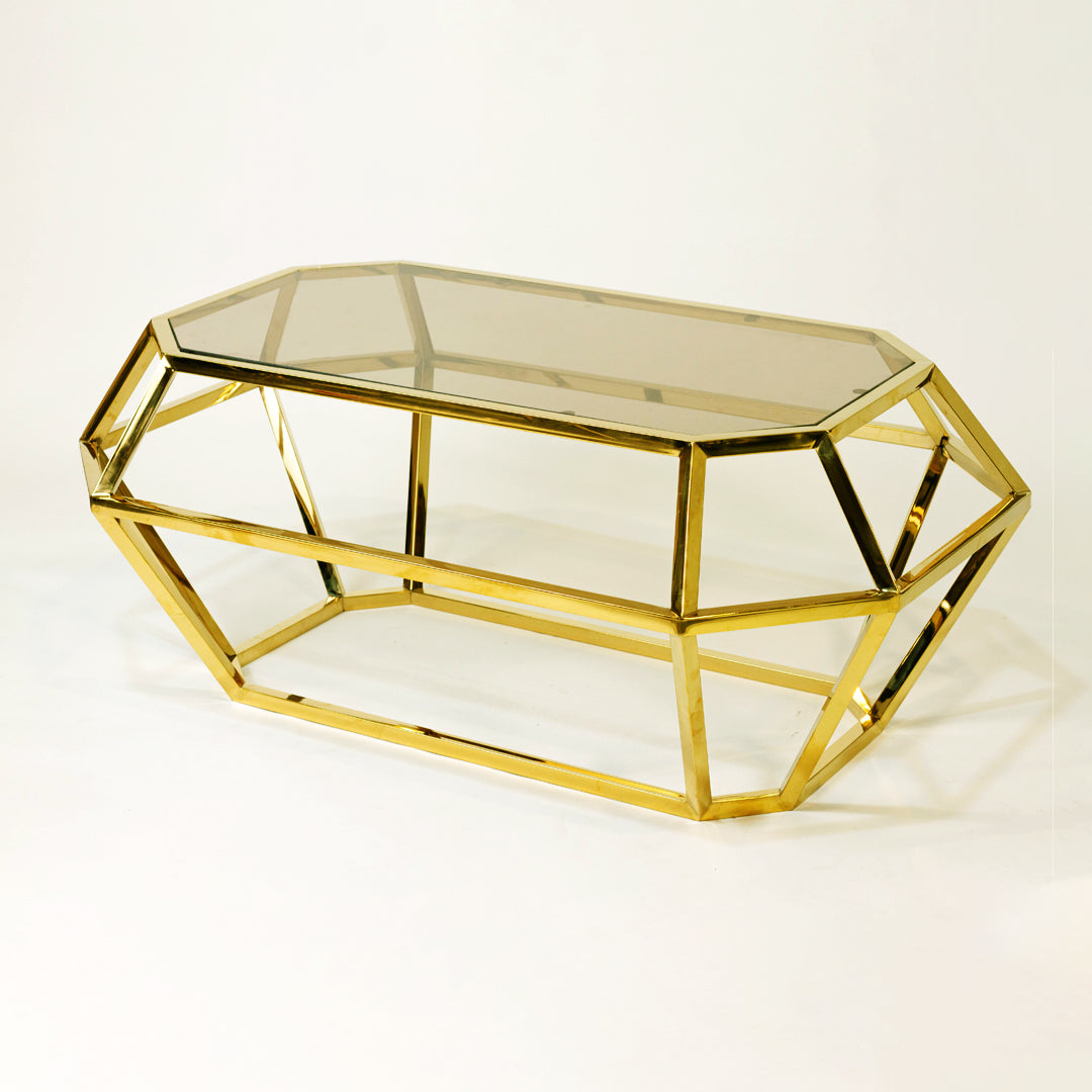 Luxe Diamond Table – Gold PVD Stainless Frame & Marble/Glass Top