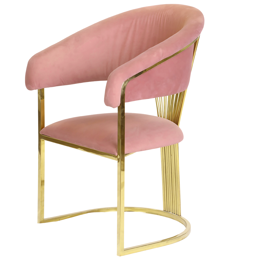 Neo-Lyre Chair – Elegant Stainless Frame & Custom Upholstery