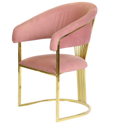 Neo-Lyre Chair – Elegant Stainless Frame & Custom Upholstery