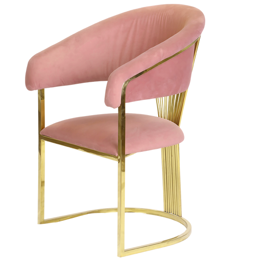 Neo-Lyre Chair – Elegant Stainless Frame & Custom Upholstery