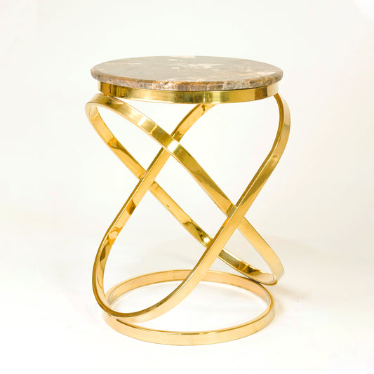 Corresponding Ellipse Table – PVD Stainless Frame & Marble/Glass Top