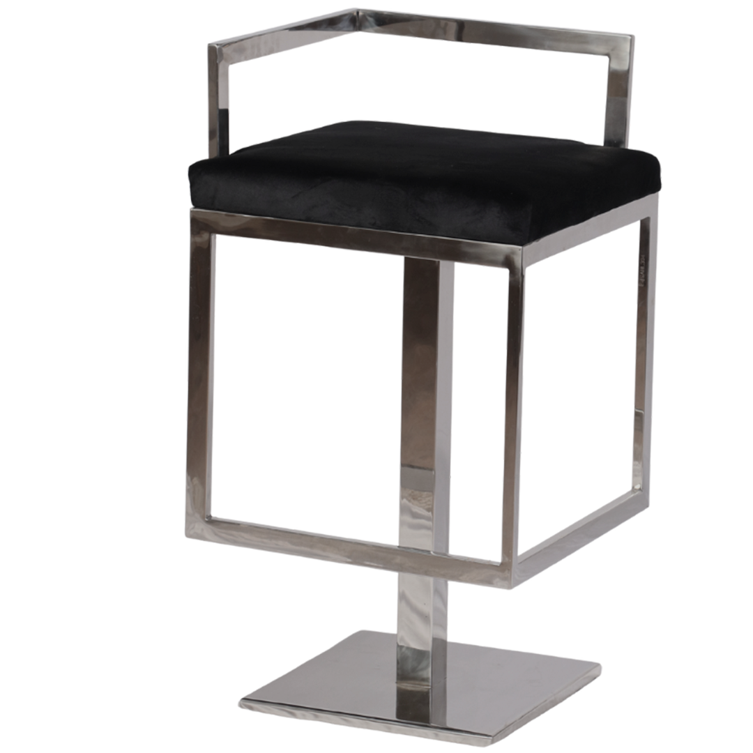 Mod-Cube Chair – Elegant Stainless Frame & Custom Upholstery