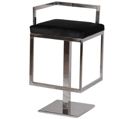 Mod-Cube Chair – Elegant Stainless Frame & Custom Upholstery