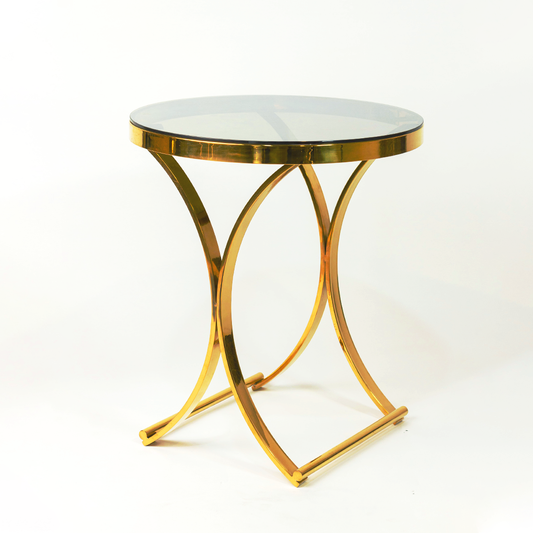 Symmetric Arcs Table – PVD Stainless Arcs with Optional Glass or Marble Top